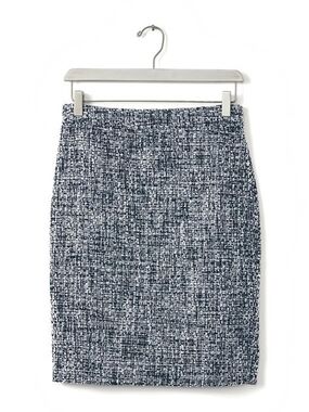 Banana Republic Navy and White Tweed Pencil Skirt